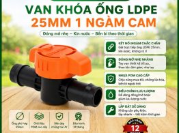 Van khóa ống LDPE 25mm 1 ngàm cam