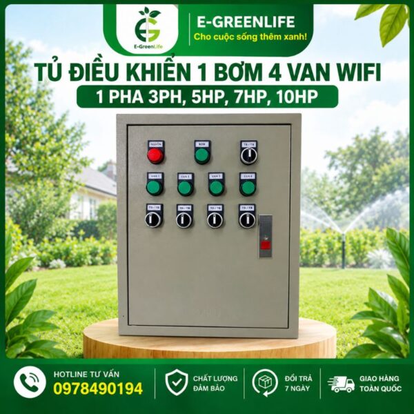 E-GreenLife bán tủ điều khiển 1 bơm 4 van wifi 1 pha 3PH, 5HP, 7HP, 10HP