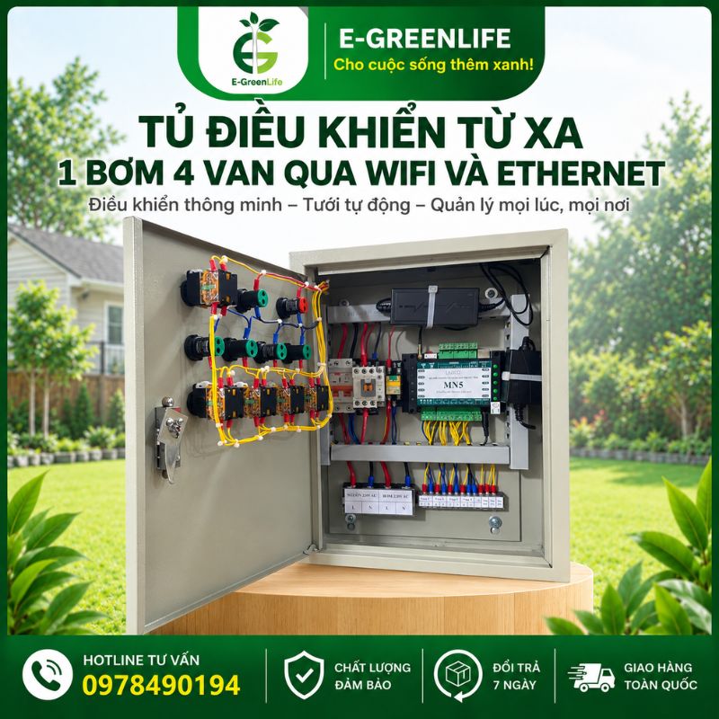 E-GreenLife bán tủ điều khiển từ xa 1 bơm 4 van qua wifi và ethernet