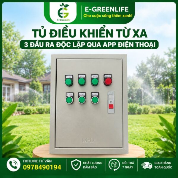 E-GreenLife bán tủ điều khiển từ xa 3 đầu ra độc lập qua app điện thoại