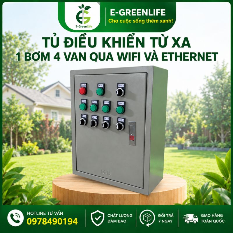 E-GreenLife địa chỉ mua tủ điều khiển từ xa 1 bơm 4 van qua wifi và ethernet