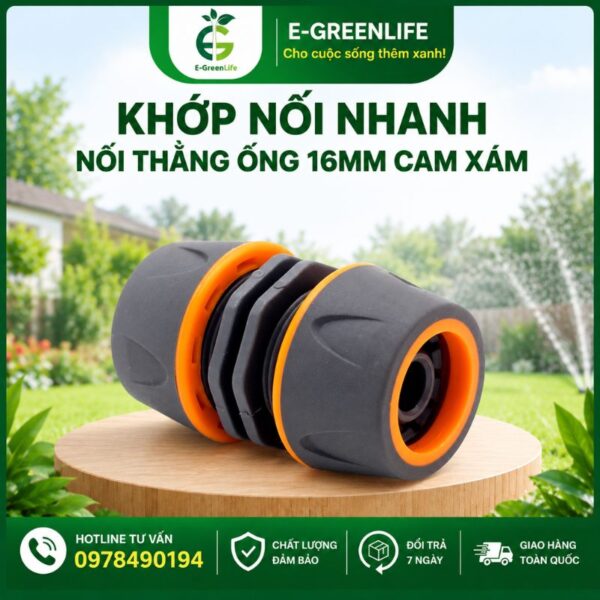 Địa chỉ bán Khớp nối nhanh nối thẳng ống 16mm cam xám