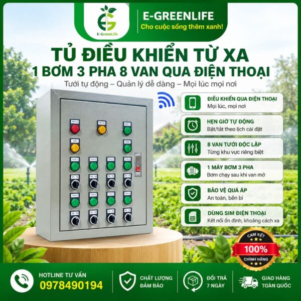 Địa chỉ mua tủ điều khiển từ xa 1 bơm 3 pha 8 van qua điện thoại