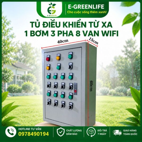 Mua tủ điều khiển từ xa 1 bơm 3 pha 8 van wifi