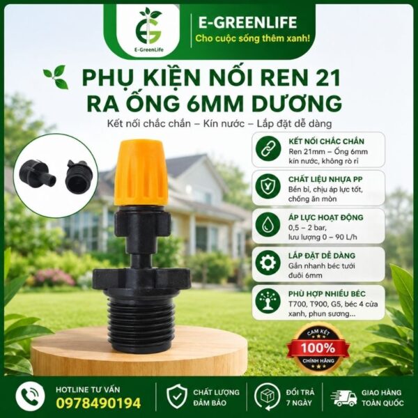 Phụ kiện nối ren 21 ra ống 6mm dương