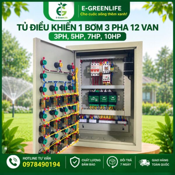 Tủ điều khiển 1 bơm 3 pha 12 van nhiều công suất