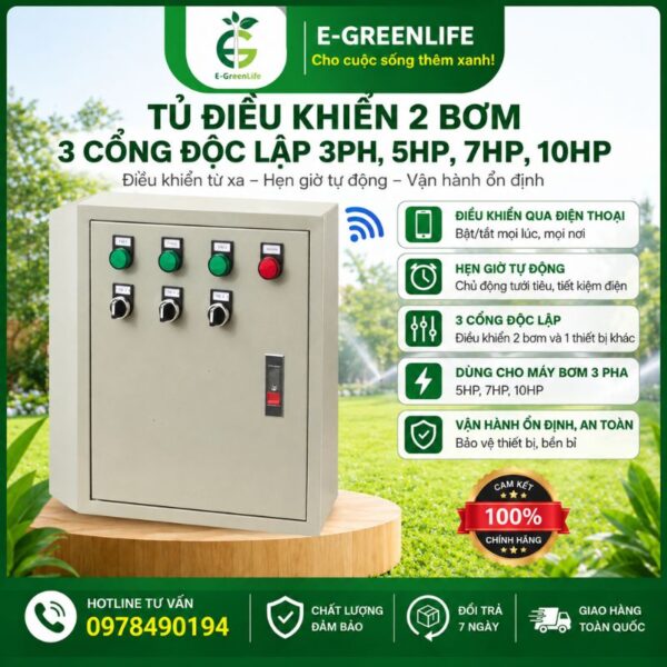 Tủ điều khiển 2 bơm 3 cổng độc lập