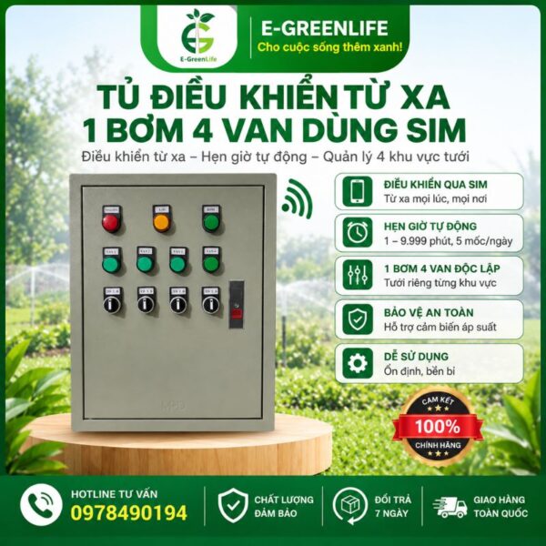 Tủ điều khiển từ xa 1 bơm 4 van dùng sim
