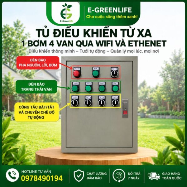Tủ điều khiển từ xa 1 bơm 4 van qua wifi và ethernet