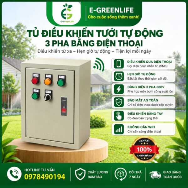 Tủ điều khiển tưới tự động 3 pha bằng điện thoại