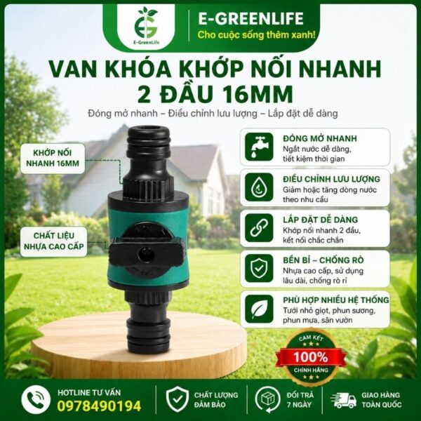 Van khóa khớp nối nhanh 2 đầu 16mm