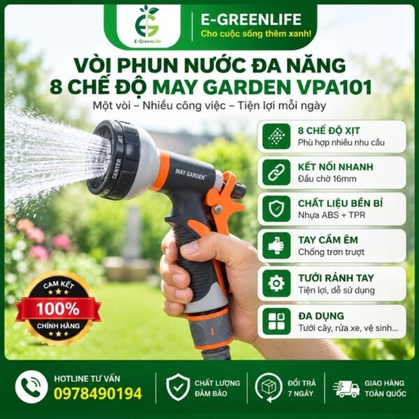 Vòi phun nước đa năng 8 chế độ May Garden VPA101